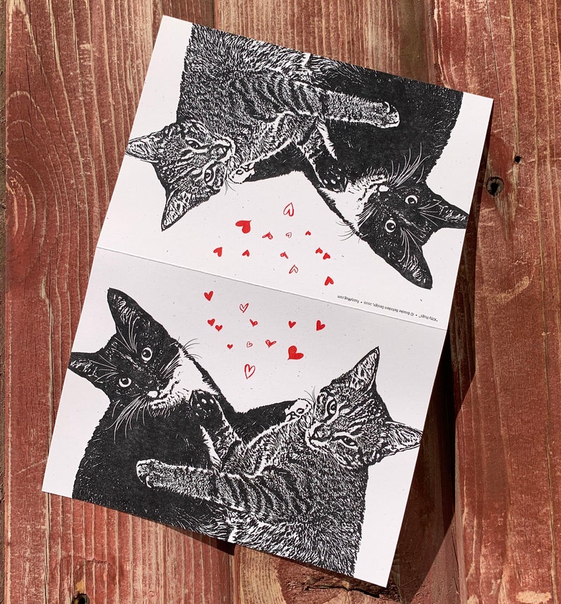 Cat Love Card, Miss You Card, Cat Lover, Cat Valentine, Cat Card image 2