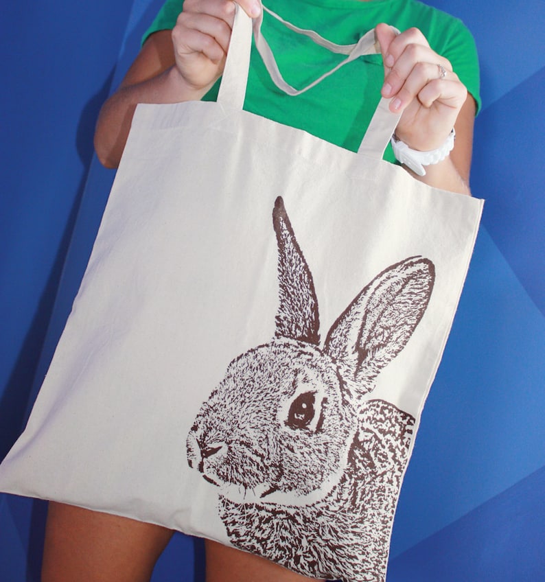 Rabbit Tote Bag Rabbit Bag Bunny Tote in Chocolate Brown