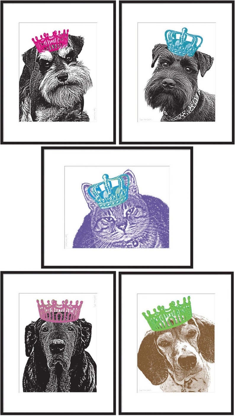 11x14 Pet Royalty Custom Pet Portrait with a Crown, Personalized Dog Portrait Gift image 5