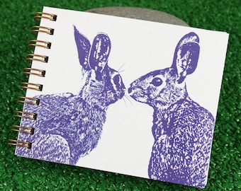 Rabbits Mini Journal, Purple Ink