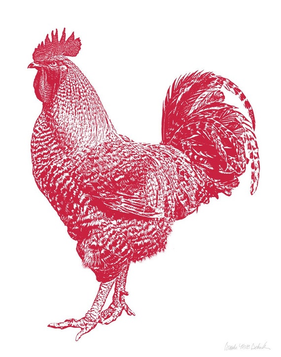 Rooster Art Print, 8x10 Wall Art