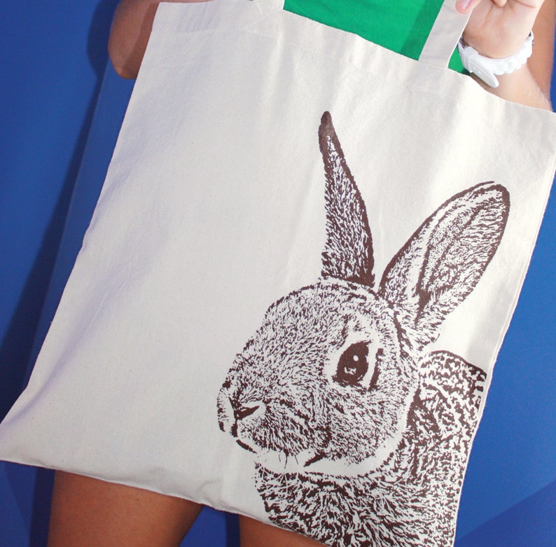 Rabbit Tote Bag Rabbit Bag Bunny Tote in Chocolate Brown