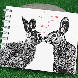 Pair of Hares Mini Journal, Bunny Journal, Bunny Rabbit, Bunny Notebook