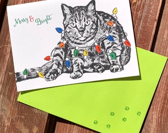 Christmas Cat Holiday Card, Tabby