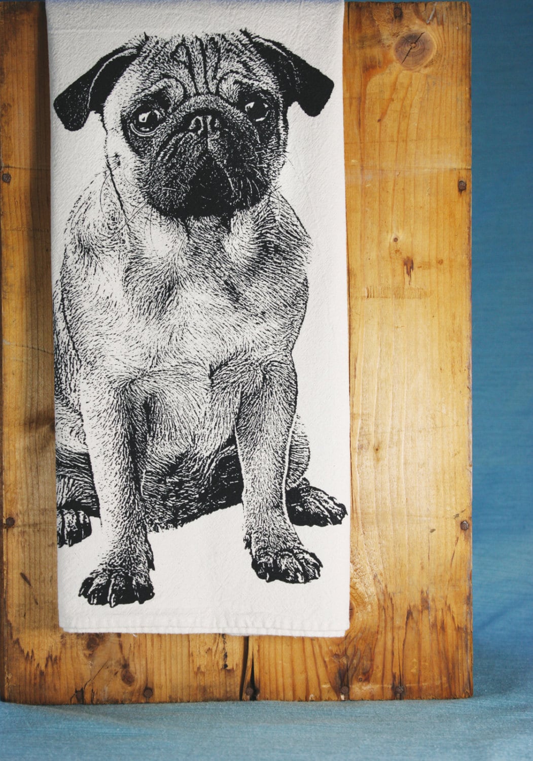 Custom Black Pug Flour Sack Towel Tea Towel Dog Mom Dog 