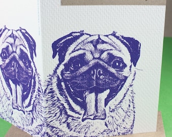 Pug Note Card, Animal Quote Note Card, Cute Pug Card, Dog Note Card