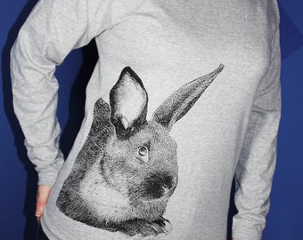 Black Rabbit Long Sleeve TShirt, Women, Gift for Mom, Gift For Her