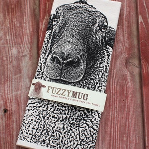 Sheep Tea Towel Hand Printed Flour Sack Tea Towel, Dish Towel, Sheep Towel image 3