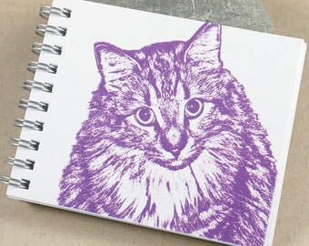 Norwegian Forest Cat Mini Journal, Small Wire Bound Unlined Sketchbook