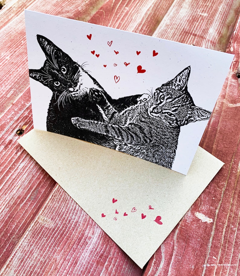 Cat Love Card, Miss You Card, Cat Lover, Cat Valentine, Cat Card image 7