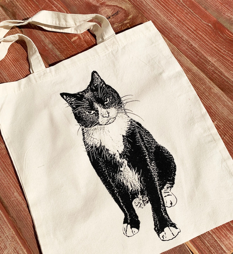 Fussy Figaro Katze Einkaufstasche Tuxedo Katze lustige