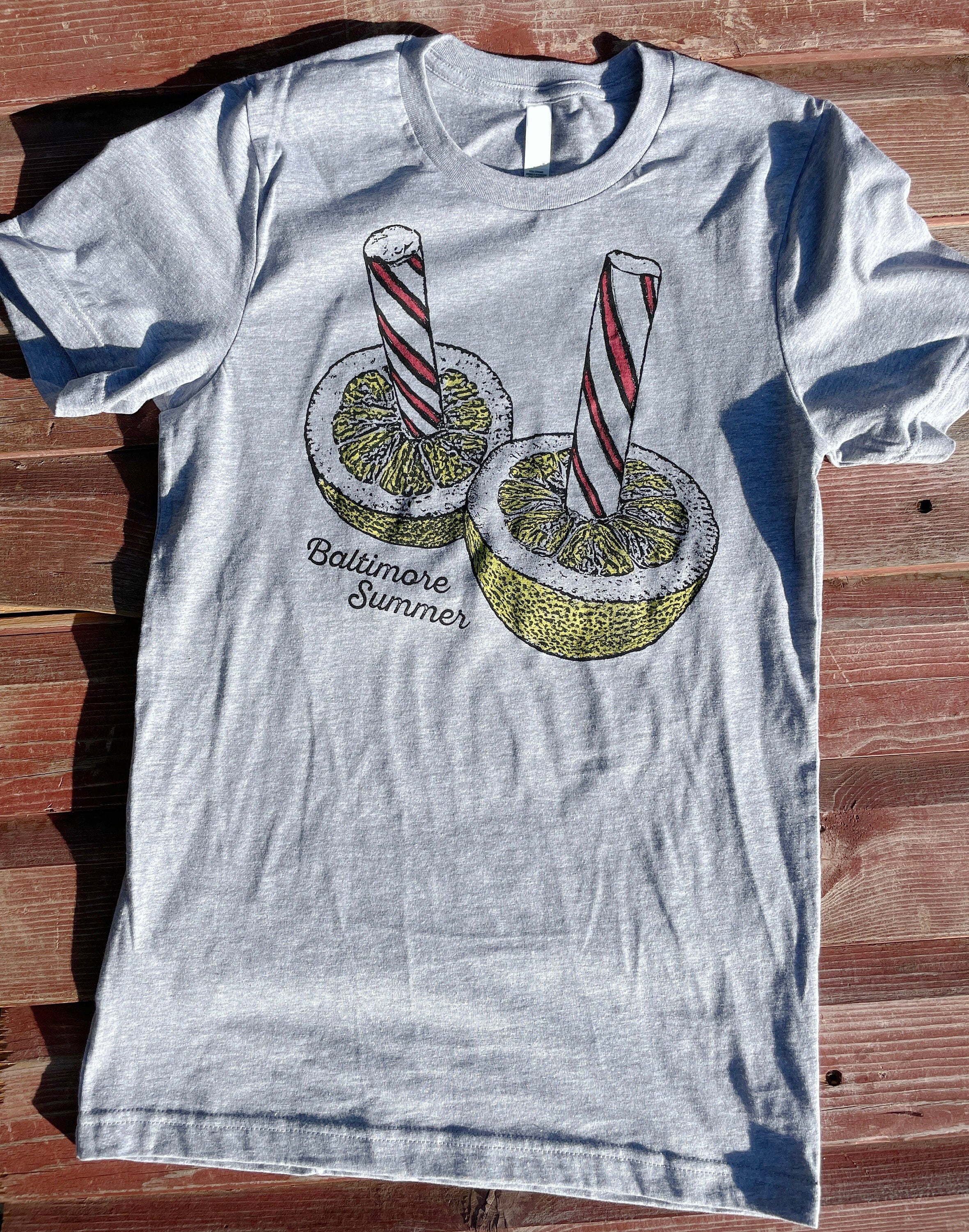 Baltimore Summer Tshirt, Lemon Peppermint Stick Shirt, Unisex