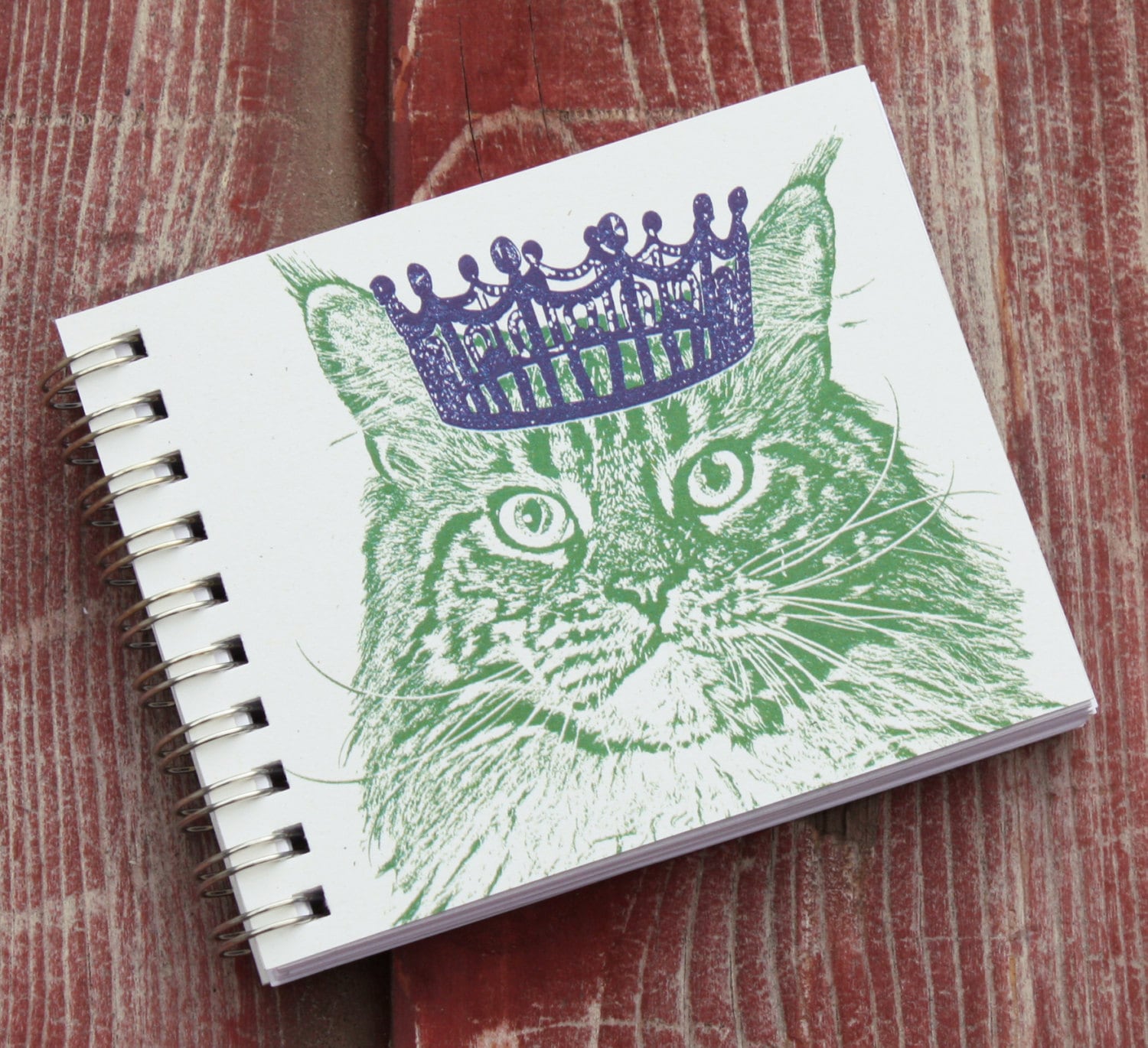 Mini Journal, Notebook, Writing Journal, Sketch Book - Cat with Crown