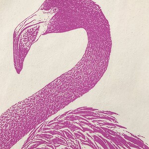 Pink Flamingo Hand Printed Flour Sack Kitchen Towel Unbleached Cotton image 3