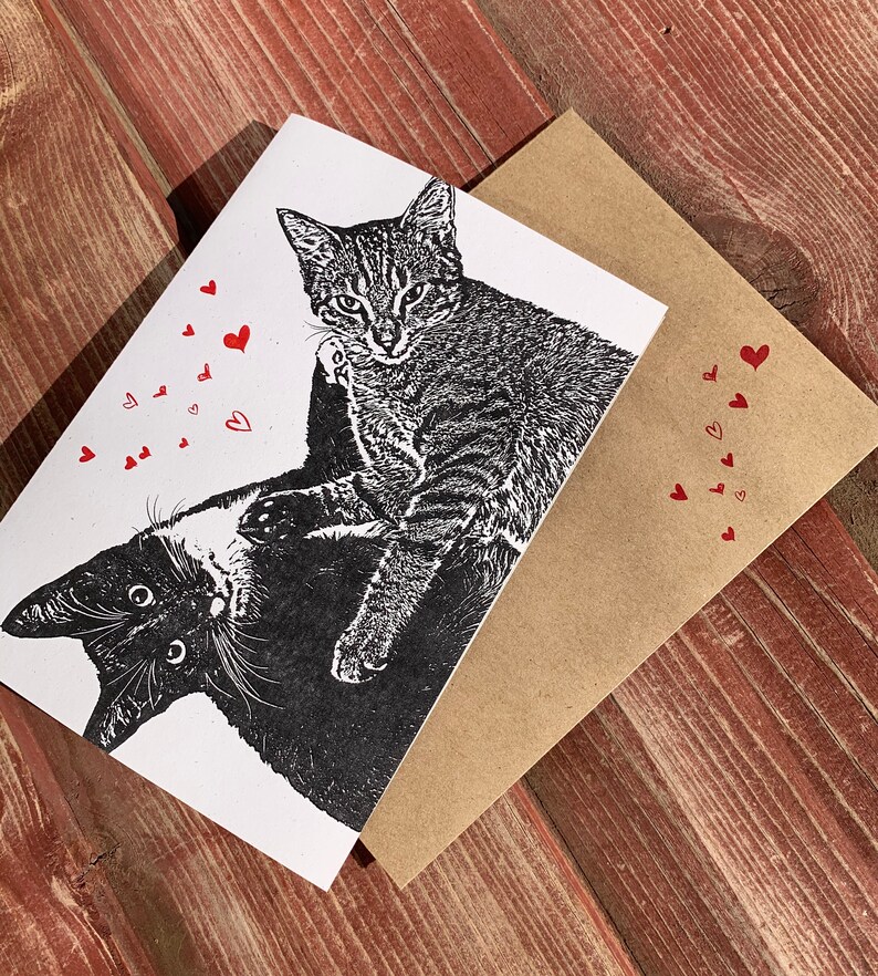 Cat Love Card, Miss You Card, Cat Lover, Cat Valentine, Cat Card image 5