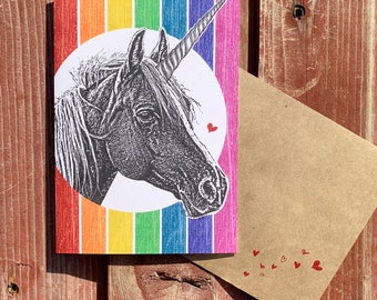 Unicorn Birthday Card, Unicorns and Rainbows, Unicorn Card