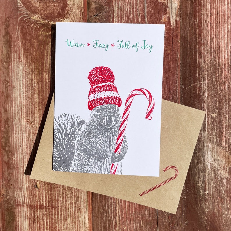 Holiday Squirrel Card SINGLE, Squirrel Christmas Card, Funny Holiday Card, Holiday Cards image 1