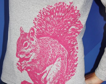 Squirrel Long Sleeve TShirt, Pink Squirrel, Ladies T, Squirrel Shirt