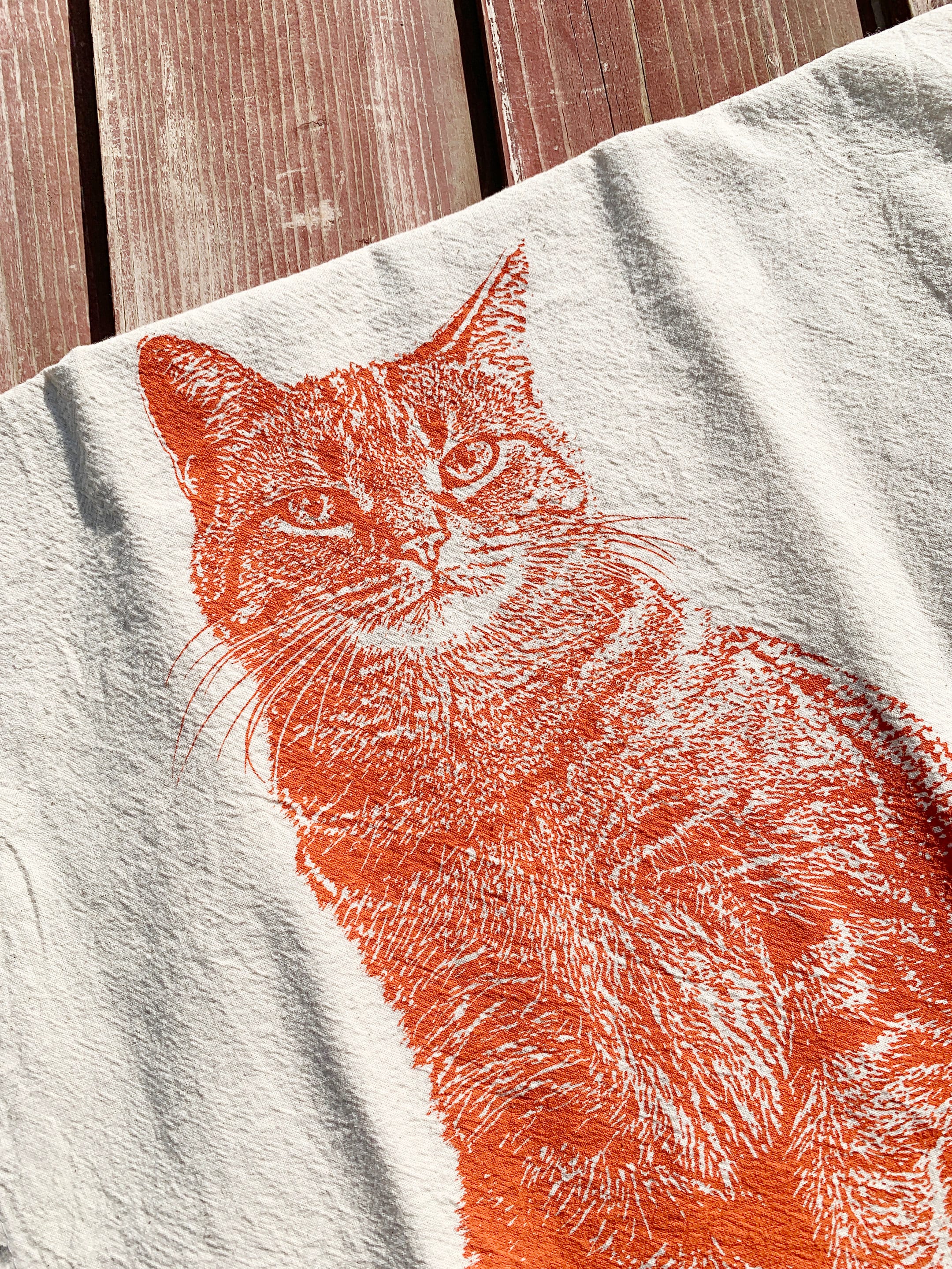 Serviette de Thé Chat Tabby en Orange, Torchon Chat, Serviette d'orange, Orange - Imprimée à La Main