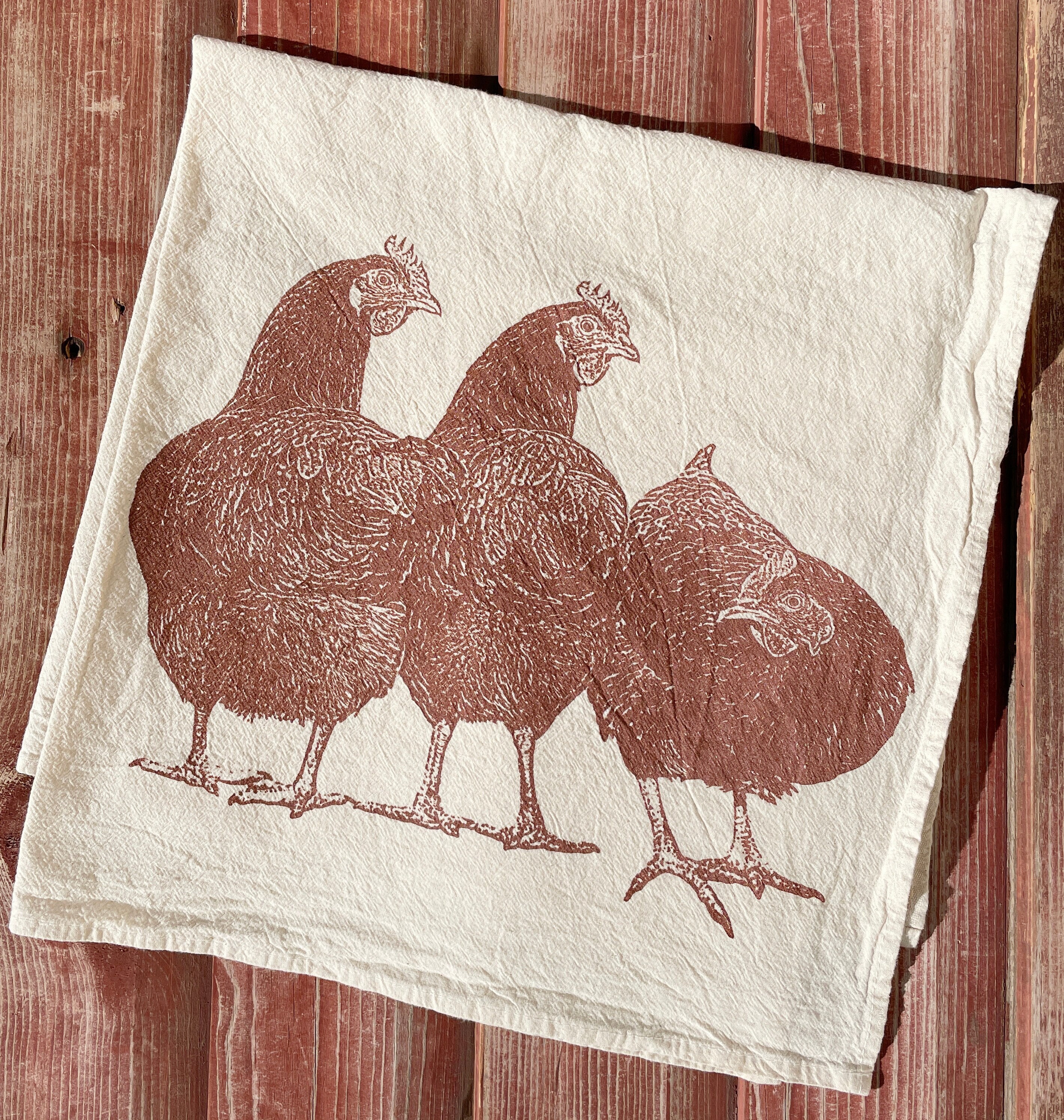 Tea Towel Chicken Organic Cotton Hen Flour Sack Towel Screen