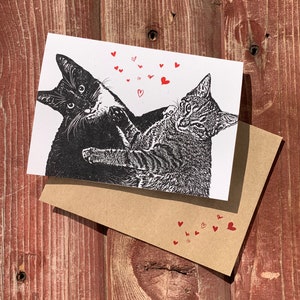 Katzen Liebeskarte, Valentinstag, Einzelkarte, recyceltes Papier