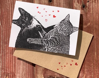 Cat Love Card, Miss You Card, Cat Lover, Cat Valentine, Cat Card