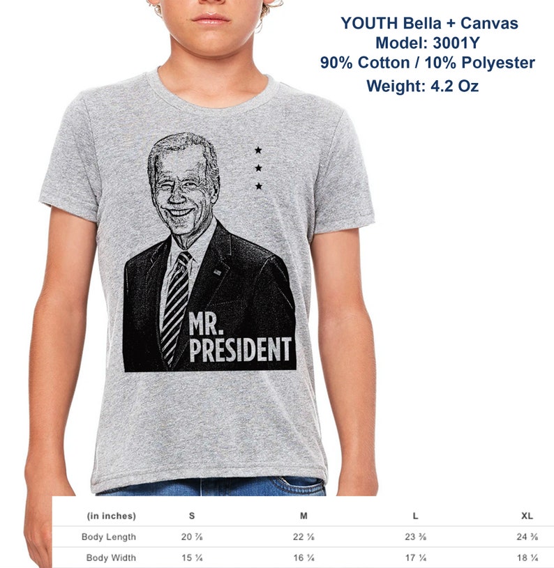 YOUTH SIZE Biden Tshirt, Mr.President Shirt, Biden Shirt, Biden Harris, President, Joe Tshirt image 2