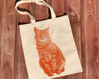 Borsa A Tracolla Gatto Soriano Arancione, Tote Bag In Tessuto Impermeabile 37x32 Cm, Regalo Per Amanti Dei Gatti