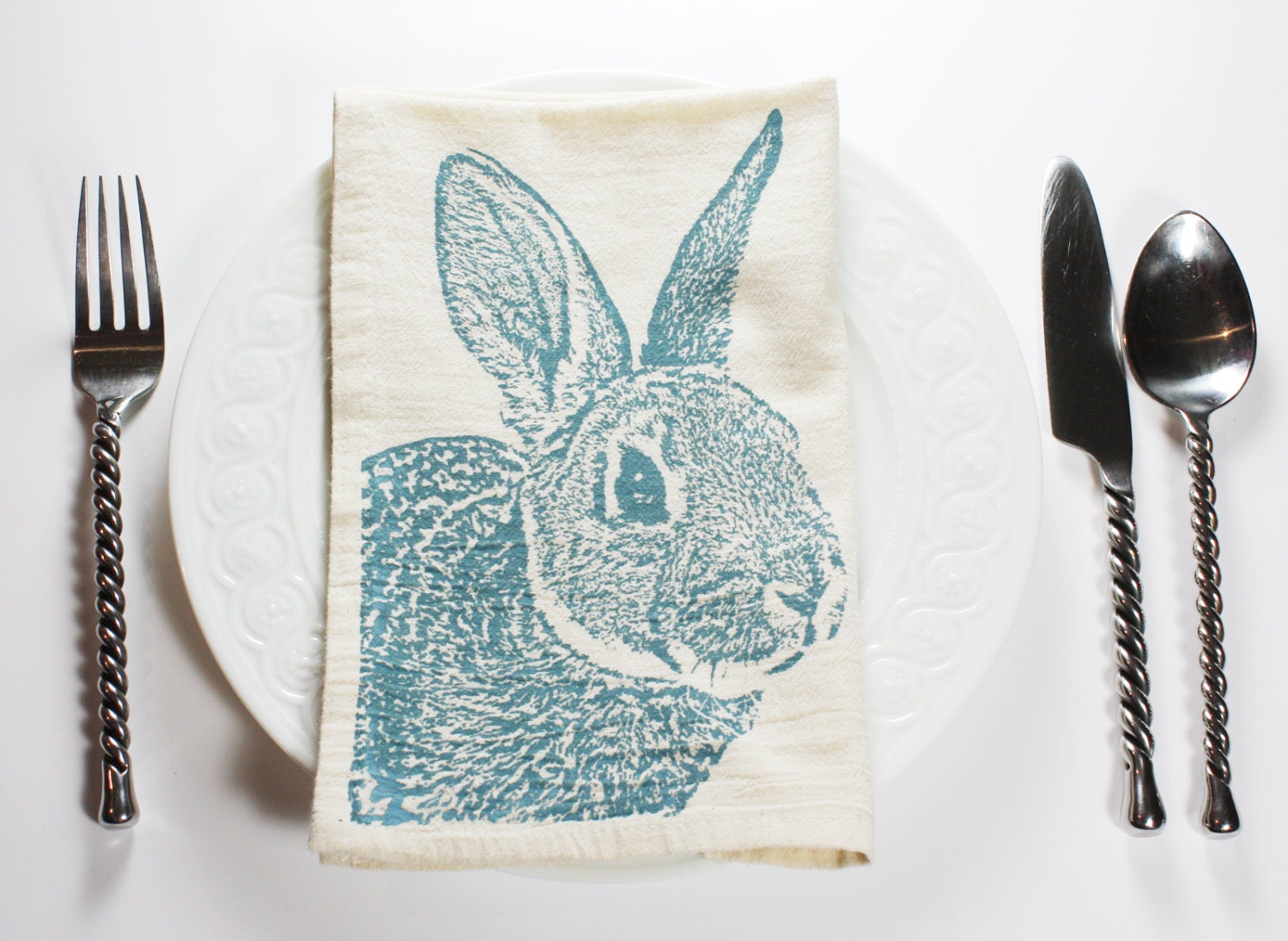 Fuzzy Bunny Napkins in Dusty Blue Rabbit Napkins Hand - Etsy