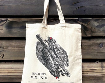 Cicada Tote Bag, cicada tote, 2024 cicada invasion, Cicada Purse, 17 Year Cicadas, Insect Tote Bag