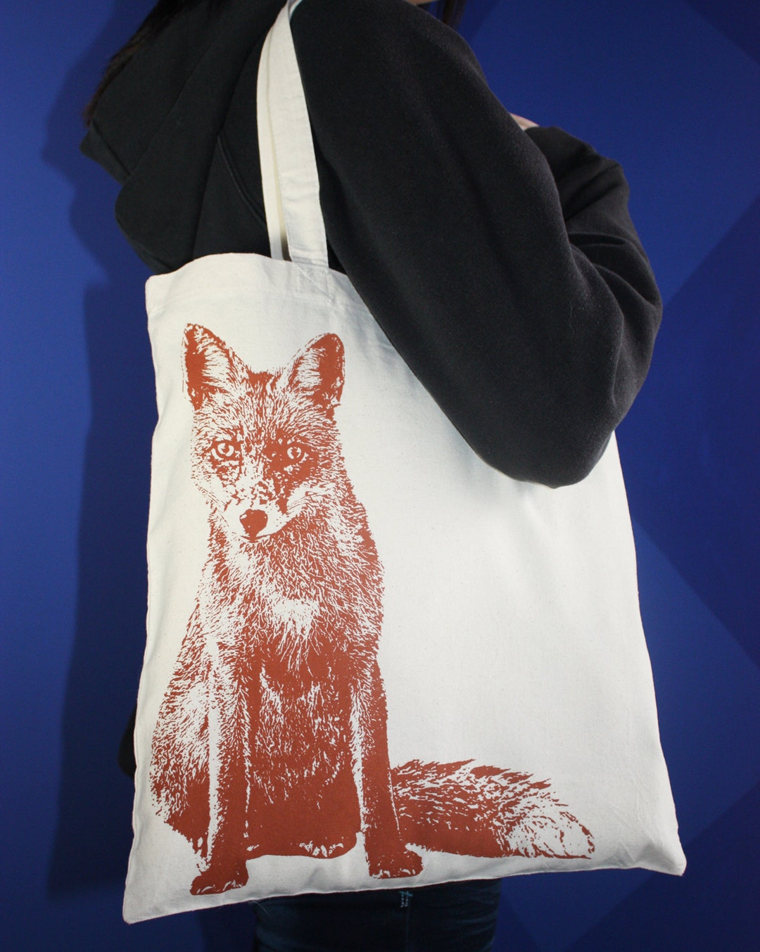 Fox Tote Bag, Cotton, Screenprinted Knitting Bag UK