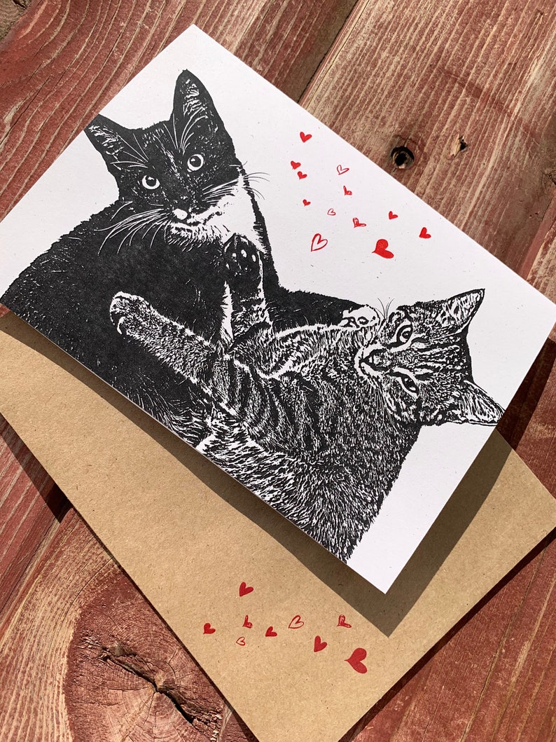 Cat Love Card, Miss You Card, Cat Lover, Cat Valentine, Cat Card image 3