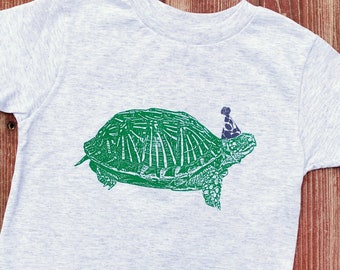 Kids Turtle Birthday Shirt, Toddler TShirt, Screen Printed