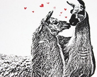 Llama Greeting Card, Valentine, Single Card