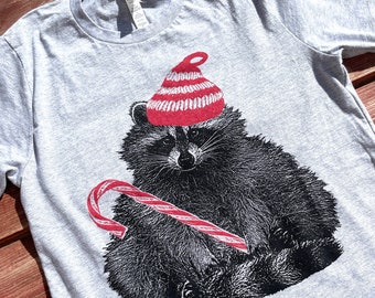 Holiday Raccoon Shirt, Adult Unisex, Christmas Sweater Alternative