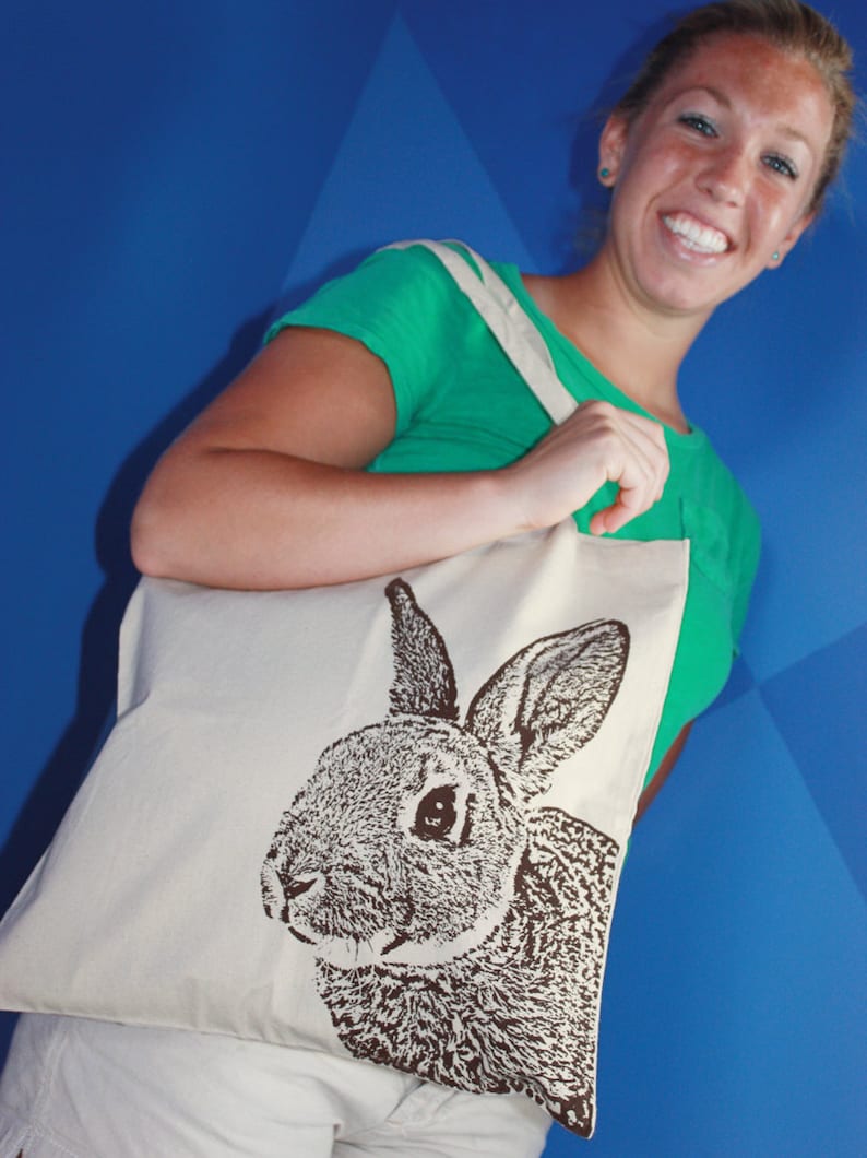 Rabbit Tote Bag Rabbit Bag Bunny Tote in Chocolate Brown
