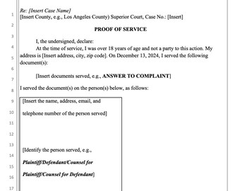 Proof of Service Template Made by Lawyers for You California