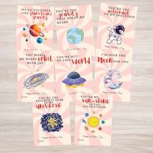Kids Valentine Space Theme | Solar System Valentine&#39;s | Editable & Printable | Outer Space Valentine&#39;s Day Cards for Kids | Valentine Tag