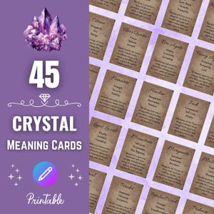 45 Editable Crystal Meaning Cards | Printable Gemstone Guide and Digital Crystal Cards Set | Instant Download for Wellness & Spiritual Use