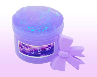 Jelly Slime Bath Bomb Gift, Wisteria Scented ASMR Sensory Toy, Purple Bow Clay, Self Care Slime, Choose Size and Scent