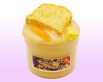 Pain et Fromage Slime – Bread Scented Thick & Glossy Slime with Clay Baguette, Cheese Charms | French Picnic Collection