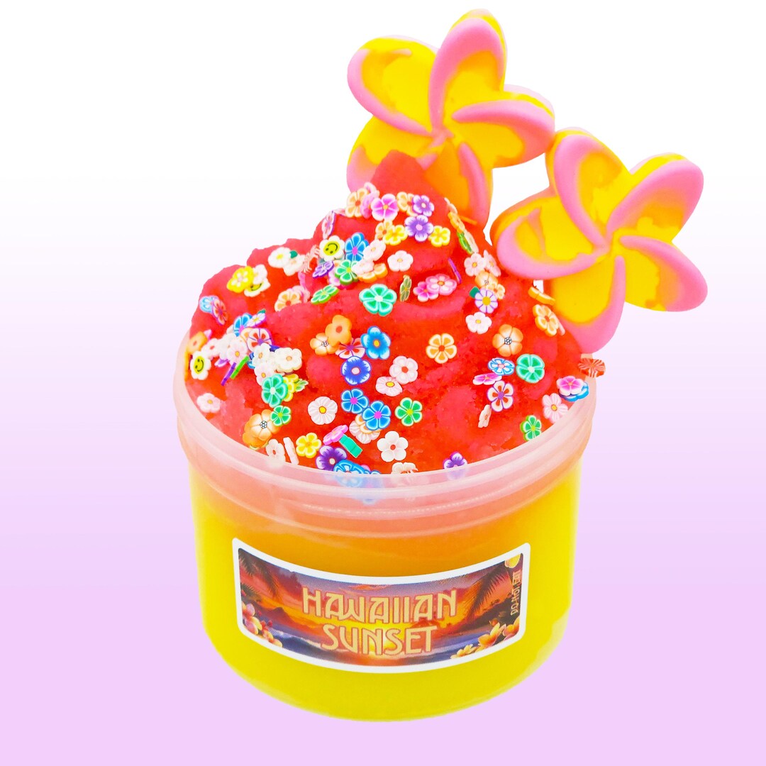 Hawaiian Sunset Icee Slime – Plumeria Scented, Clay Flower Add-ins - Etsy