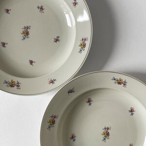 Vintage 1950s Porcelain Soup Bowls, Floral Pattern, Gold Rim, Set of 2, Elegant Tableware, Germany
