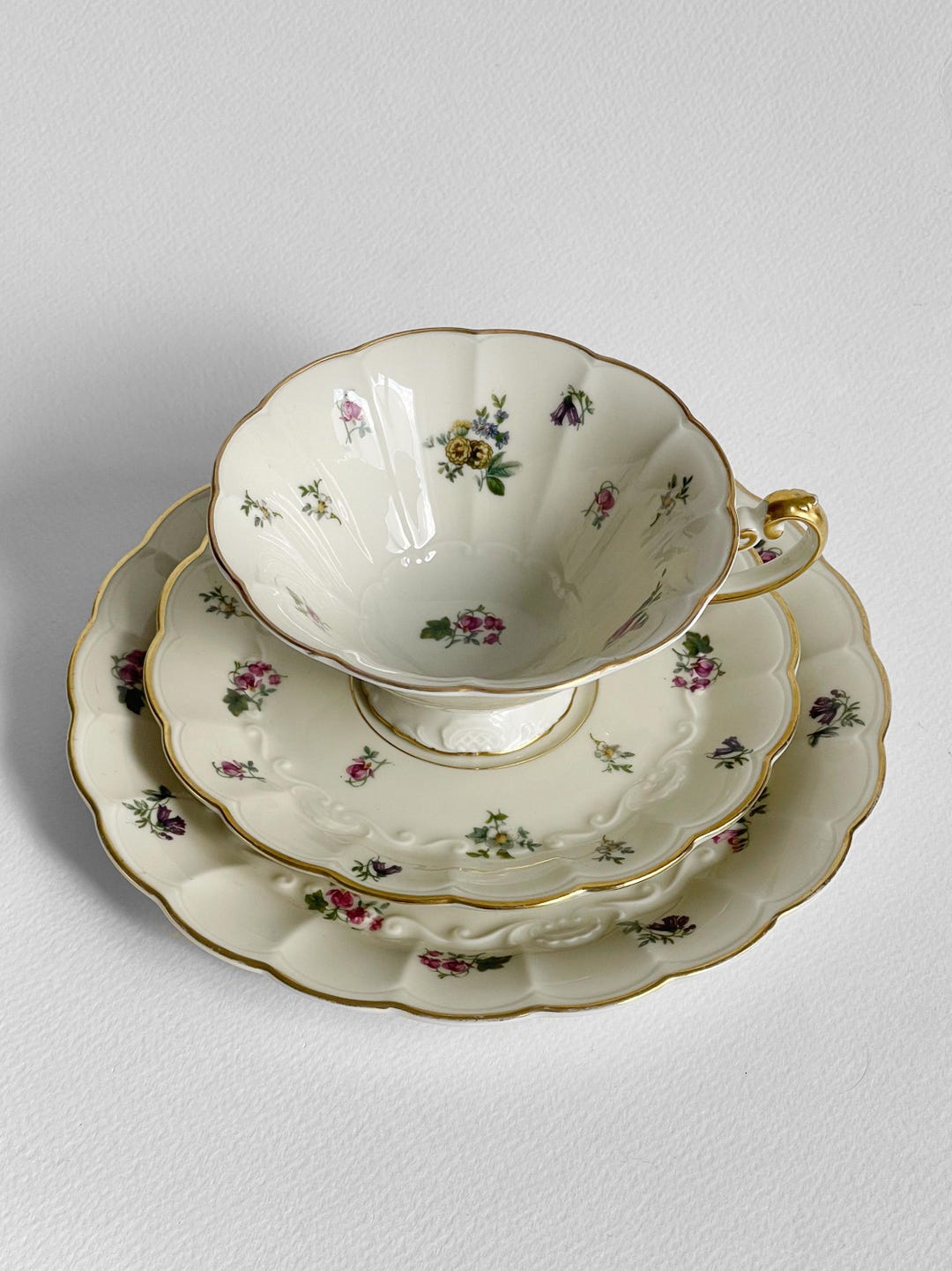 1950s Vintage Königszelt Bavaria Tea Trio – Floral German Porcelain ...