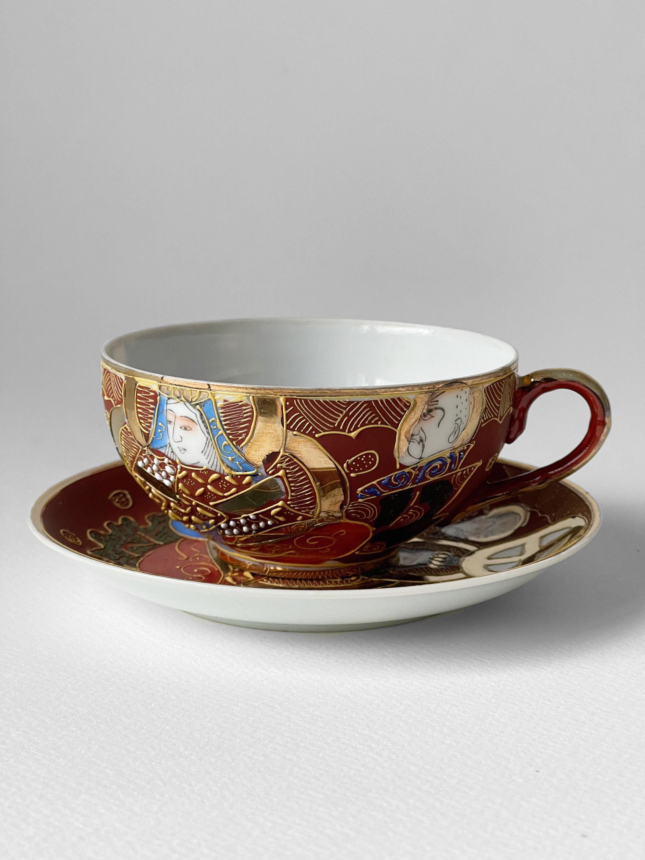 Tasse à Thé Satsuma – Japon – 8 Pièces – Céramique Artisanale – Très Bon état