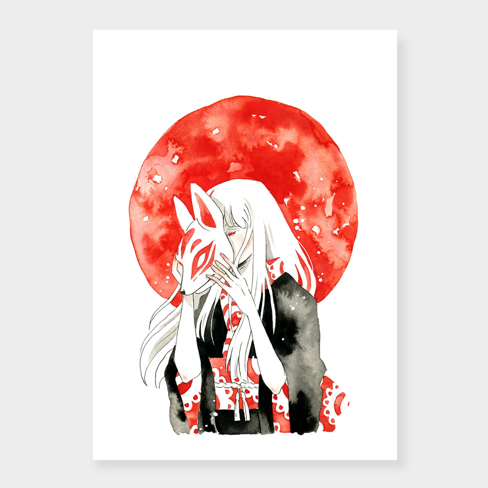 Adorable A4 Kitsune Watercolour Watercolor Illustration Print - Etsy Adorable A4 Kitsune Watercolour Watercolor Illustration Print - Etsy