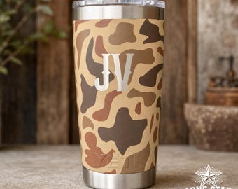 Personalized 20 Oz YETI Wetlands Camo Tumbler, Laser Engraved Name