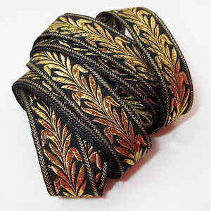 Vintage Disco Trim Black and Gold Lurex 2 pieces 2 yards and 30 ish inches
