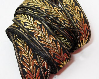 Vintage Disco Trim Black and Gold Lurex 2 pieces 2 yards and 30 ish inches