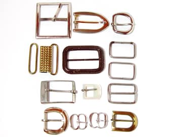 Buckle Collection Assorted Vintage Metal and Leather Buckles